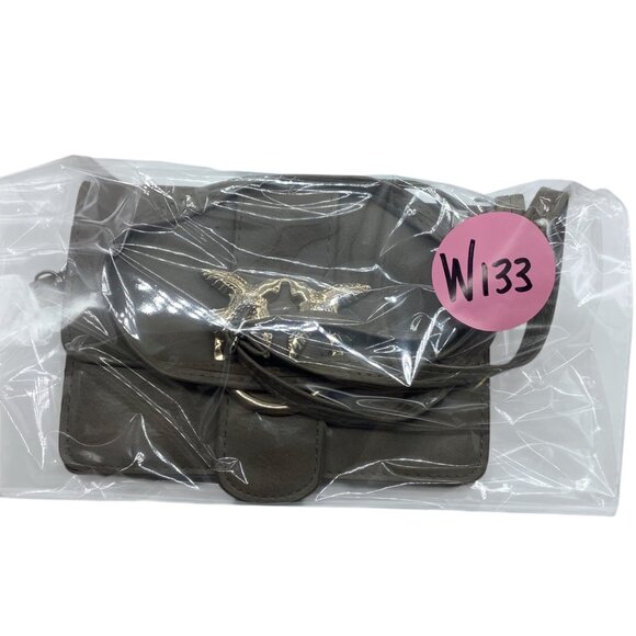 Gold Bird Accent Beige Faux Leather Crossbody Bag Purse Adjustable Strap - Picture 7 of 7